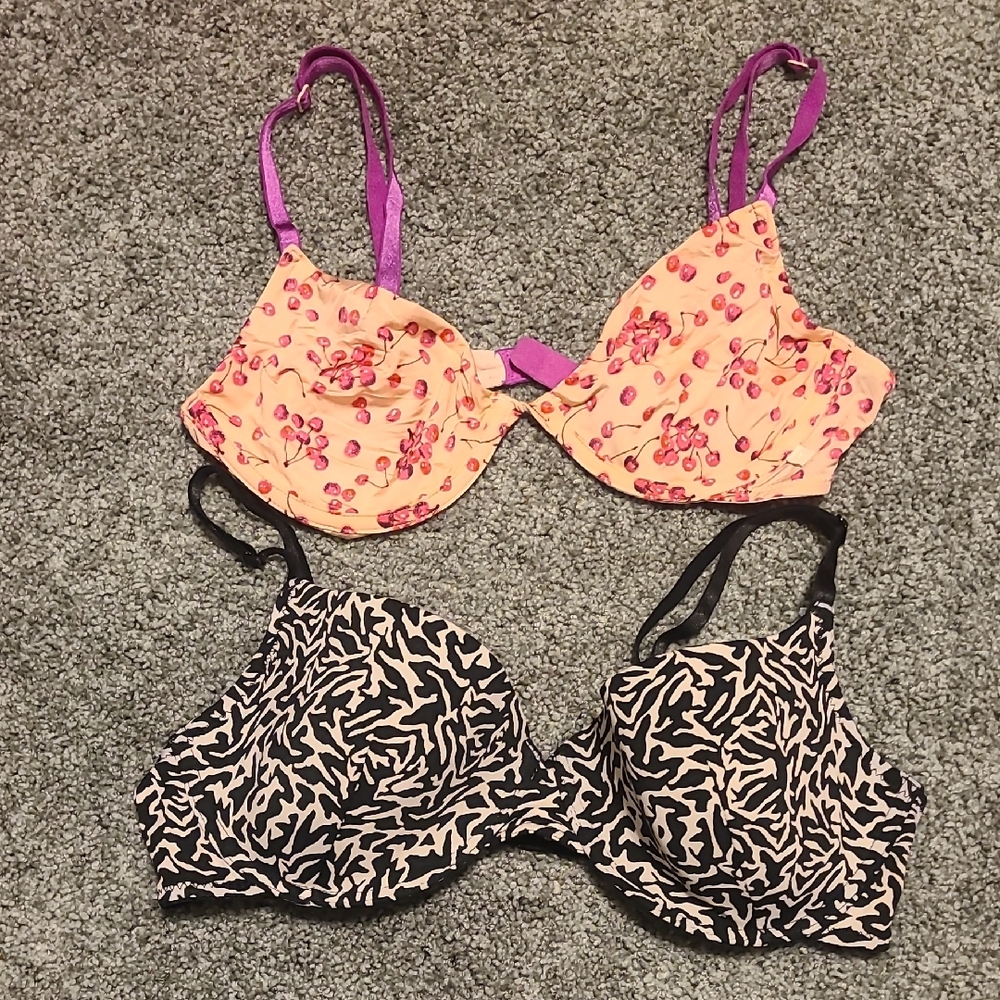 Victoria's Secret Pink Floral and Black Animal Print Bras